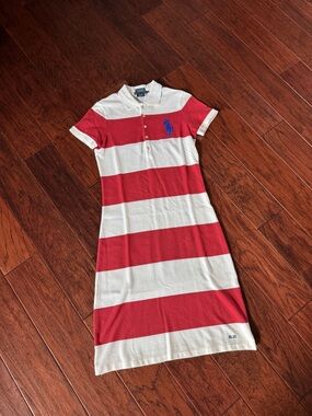 Ralph Lauren Red & White Striped Polo Dress